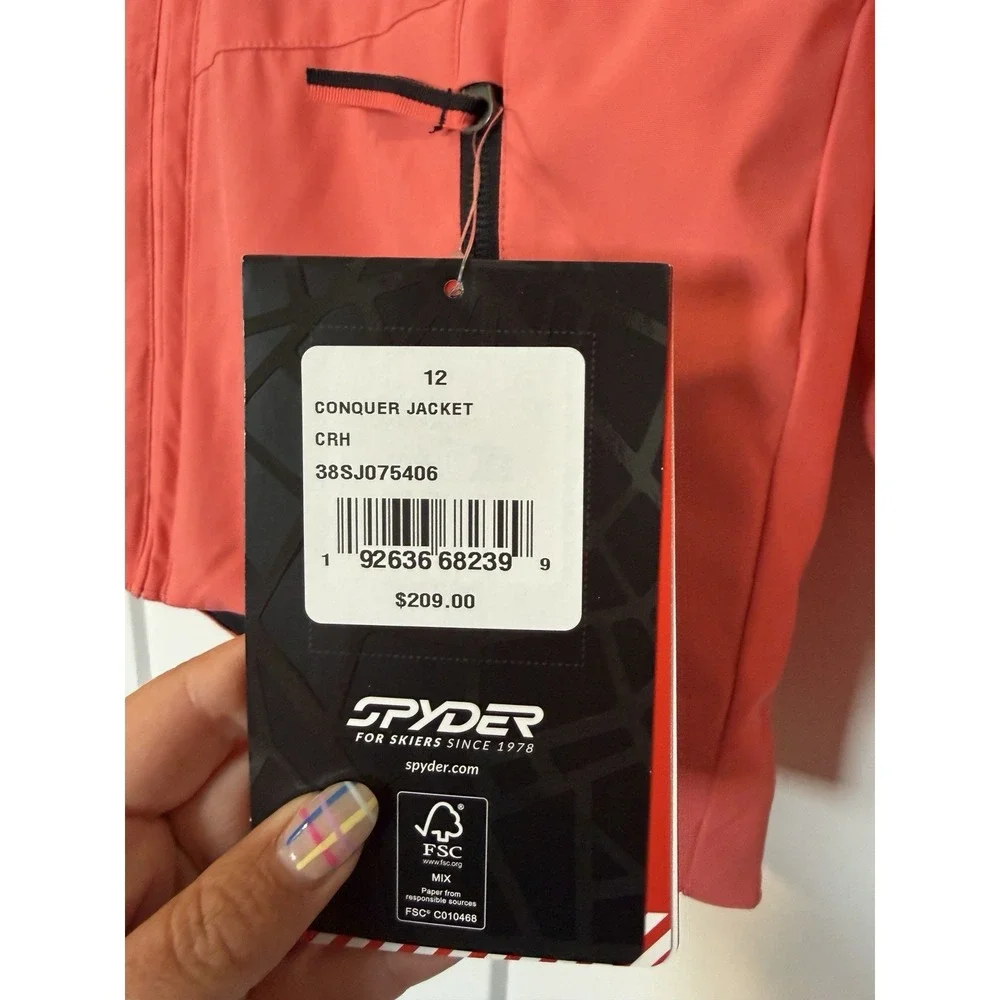 Spyder Girls NEW Conquer Insulated Jacket Ski Snowboard Jacket Size 12 Coral